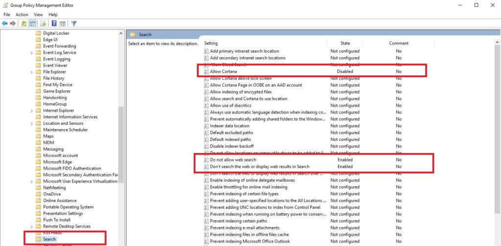 Disable Cortana Group Policy GPO