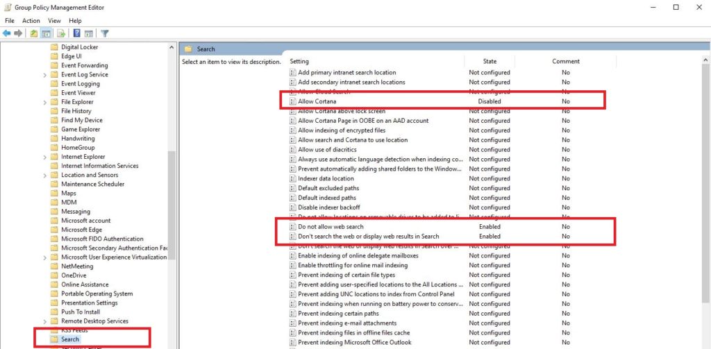 Disable Cortana Group Policy GPO