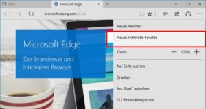 edge  privat inkognito