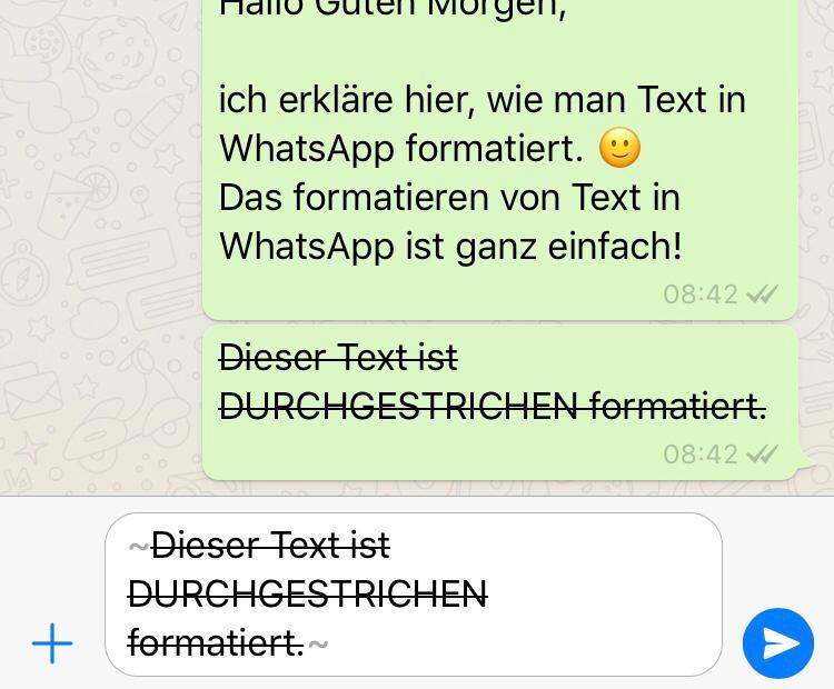WhatsApp Text durchgestrichen formatieren