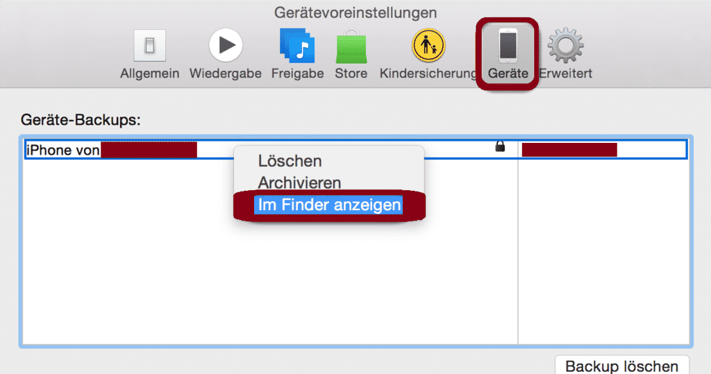 backup im finder anzeigen