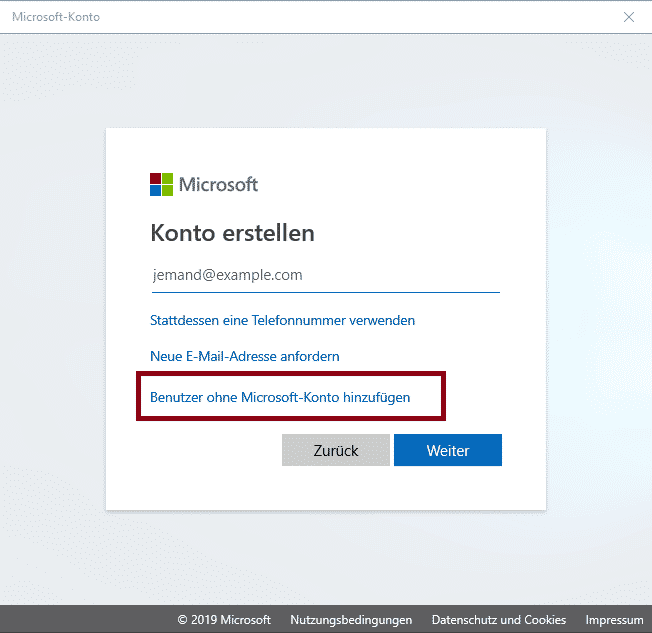 Benutzer hinzufügen Windows 10 ohne Microsoft Konto
