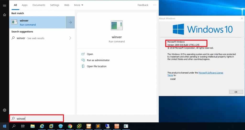 Windows 10 Version anzeigen WINVER