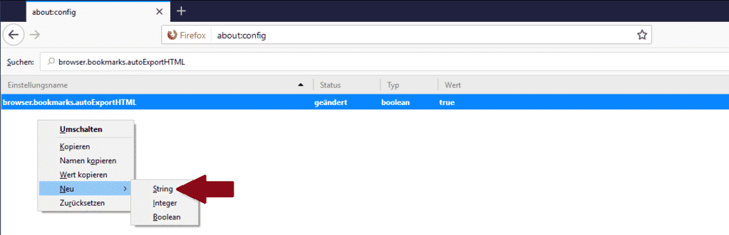 Firefox Lesezeichen automatisch sichern autoexporthtml