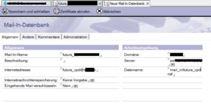 Notes Mail-In Datenbank erstellen Details