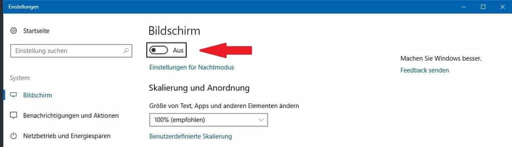 Nachtmodus Windows 10 Einstellungen