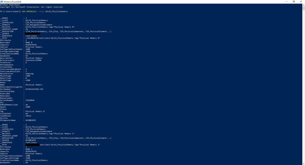 Arbeitsspeicher Informationen auslesen PowerShell