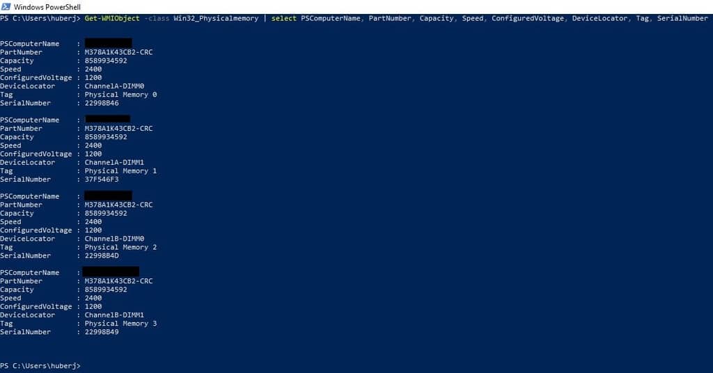 Arbeitsspeicher Informationen auslesen PowerShell