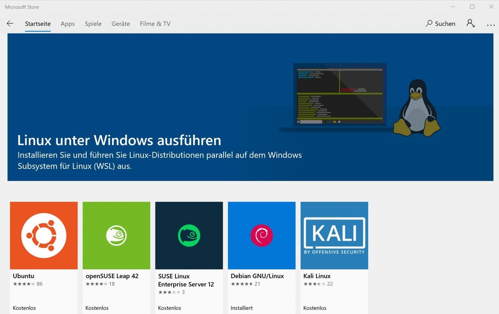 Linux unter Windows ausführen