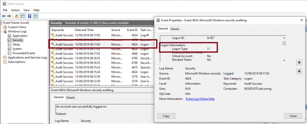 Windows Logon Type Codes