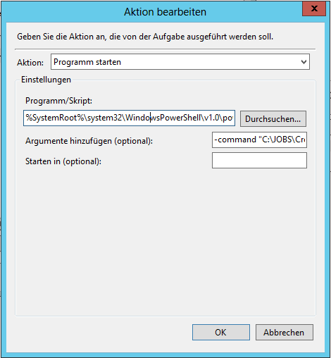 PowerShell Skript in der Aufgabenplanung