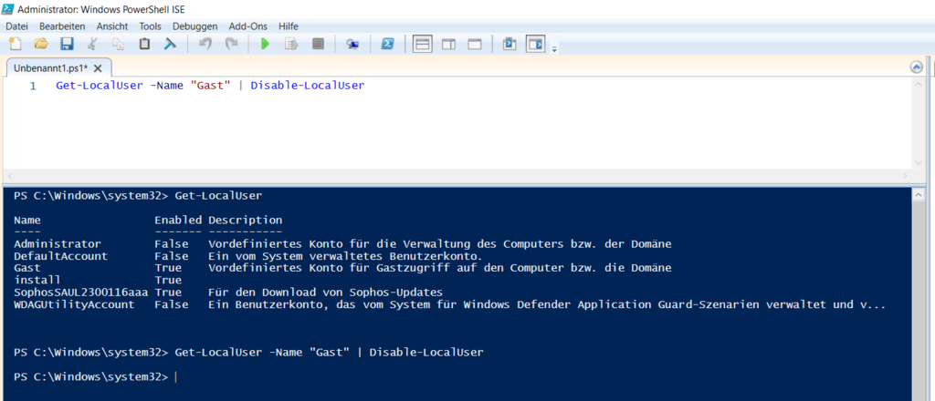 Lokalen Benutzer deaktivieren mit Disable-LocalUser PowerShell