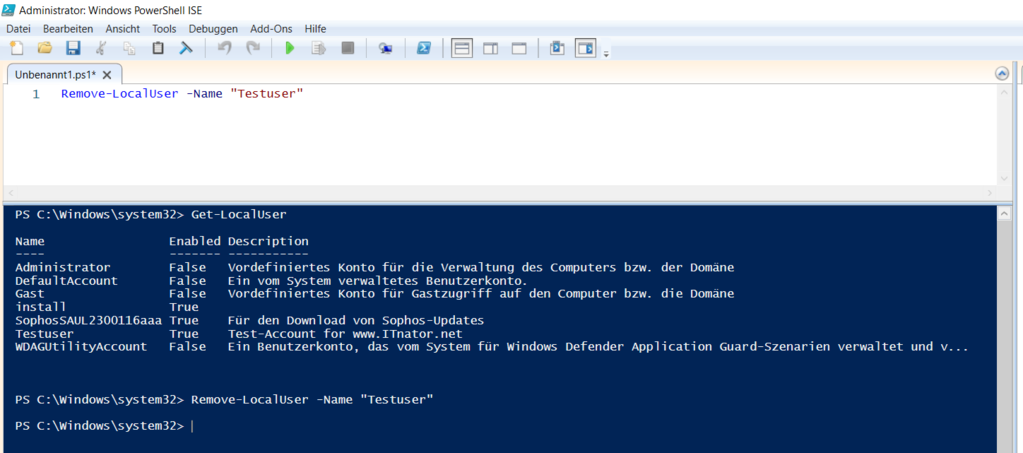 Lokalen Benutzer löschen mit Remove-LocalUser PowerShell