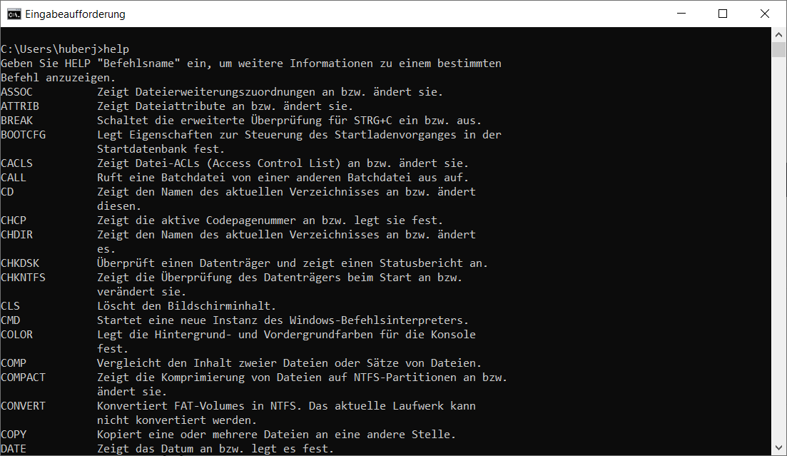 Windows Befehle in der CMD oder Script