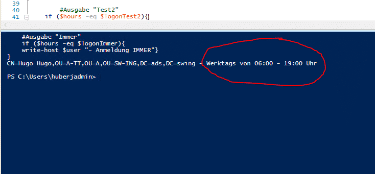 Anmeldezeiten Uhrzeit Wochentag PowerShell