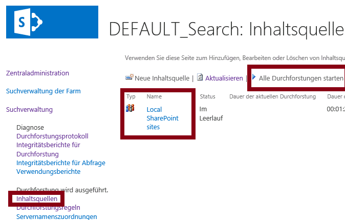 Sharepoint Suche Index neu aufbauen