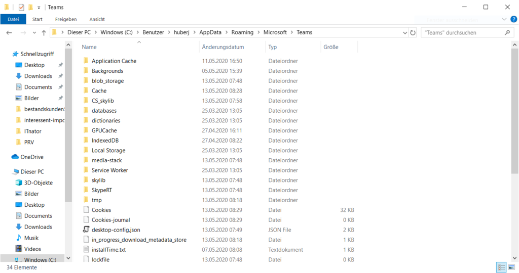 Microsoft Team Cache en Windows