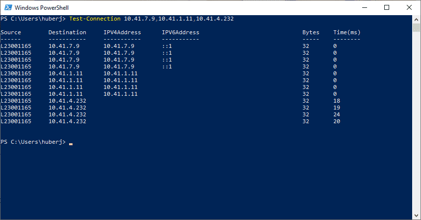 Test-Connection mehrere Hosts IP-Adressen Ping