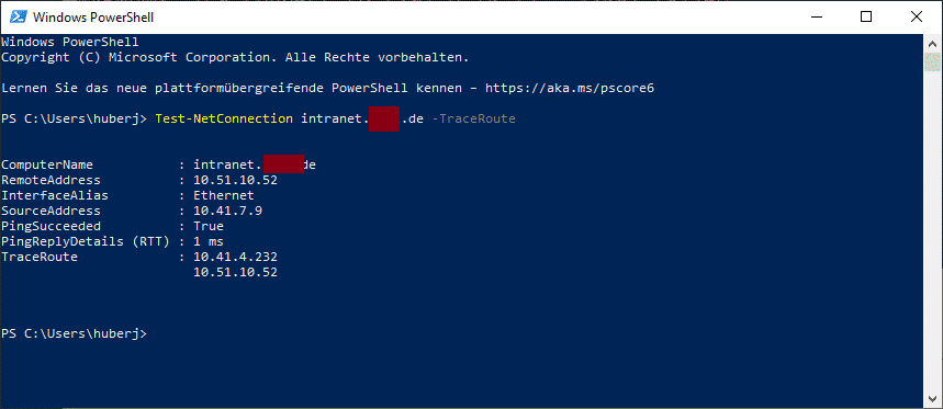 TraceRoute Tracert mit PowerShell absetzen