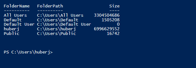Größe der Benutzerprofile auslesen mit PowerShell