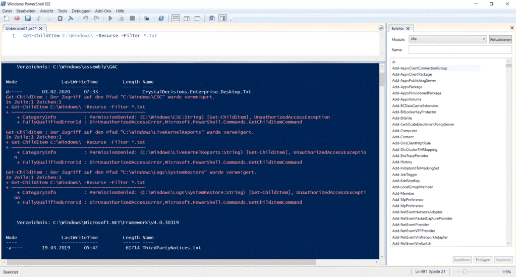 PowerShell Get-Childitem Error