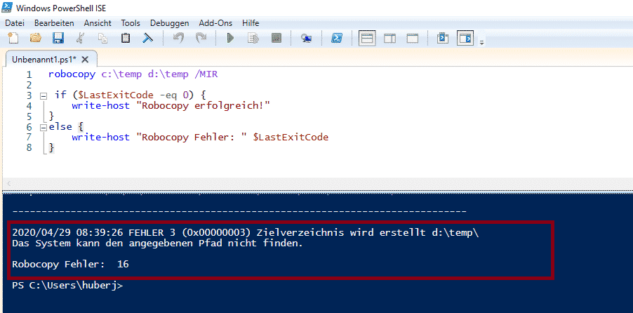 Robocopy Exit Codes Fehler 16