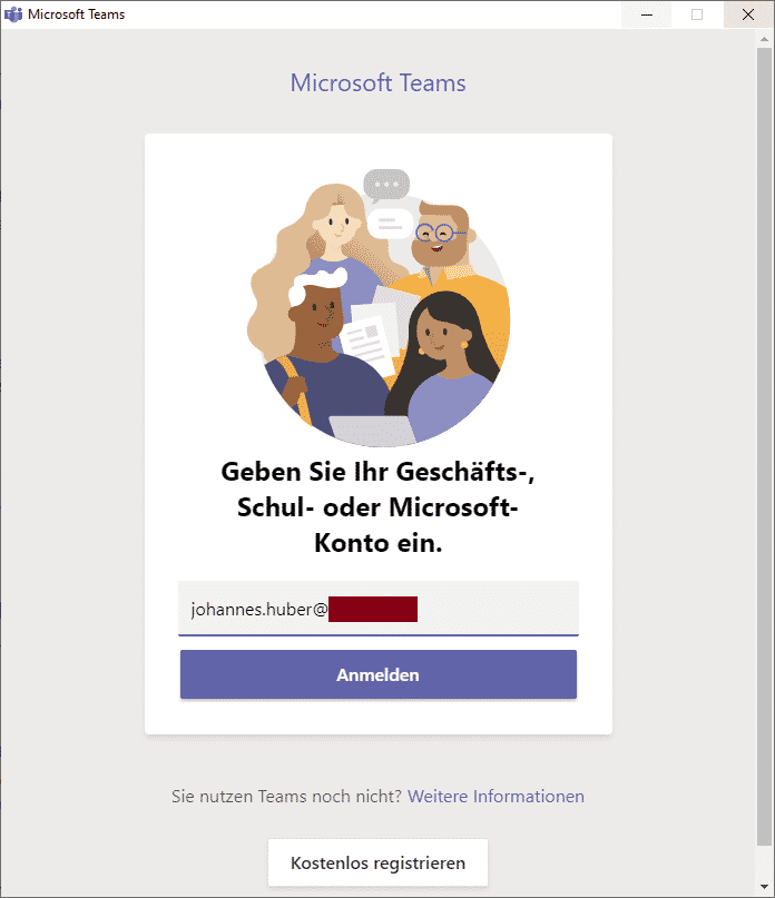 Microsoft Teams anmelden