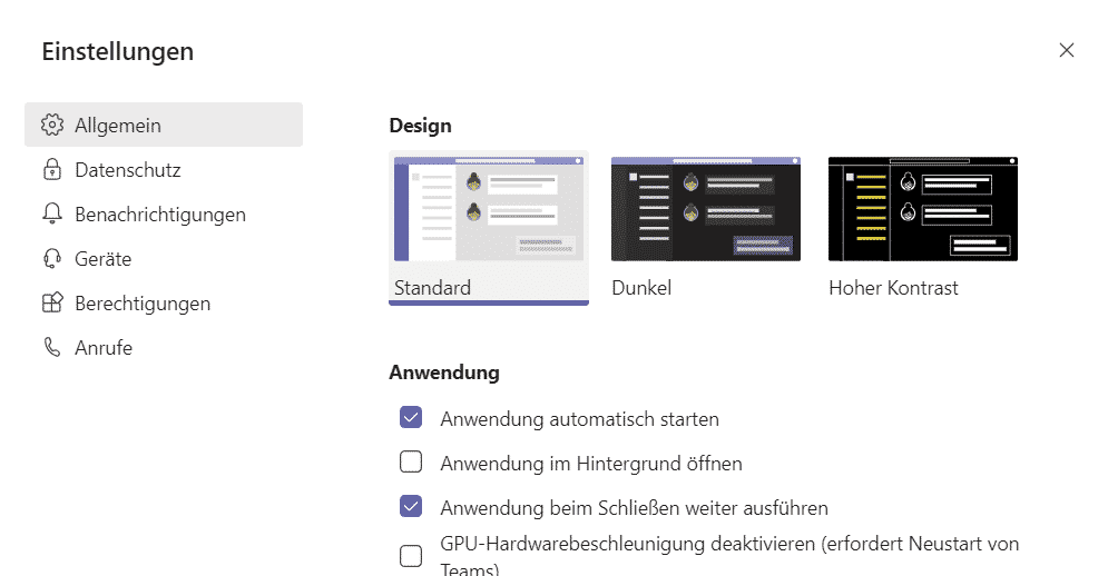 Microsoft Teams Anwendung automatisch starten deaktivieren