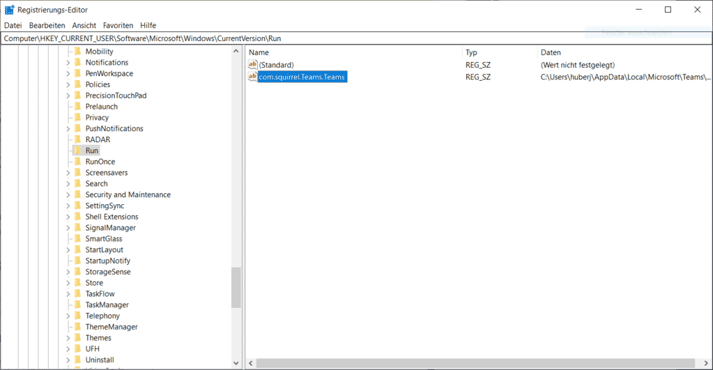 Teams Autostart Windows Registry löschen