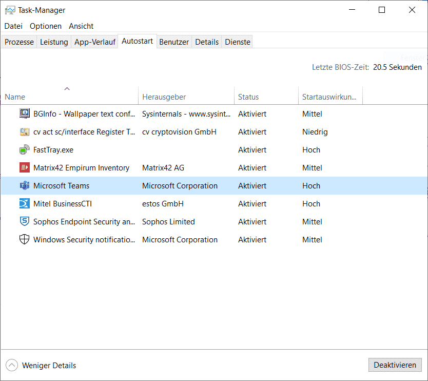 Teams Autostart deaktivieren Task-Manager