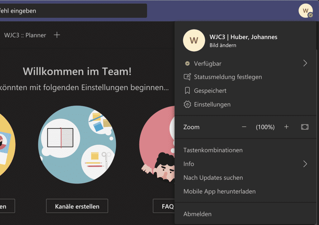 User abmelden in Teams unter Mac OS