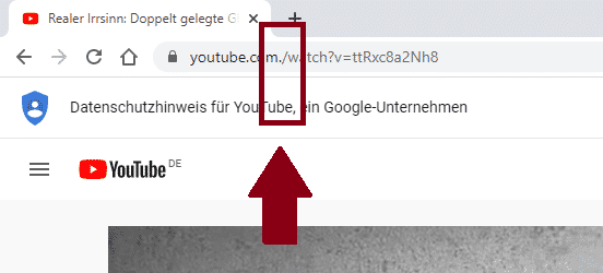YouTube ohne Werbung mit Punkt in URL