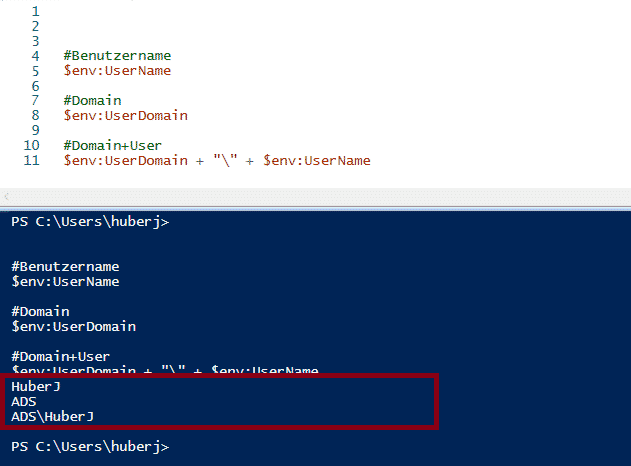 Benutzer-Namen auslesen mit PowerShell mit Domäne