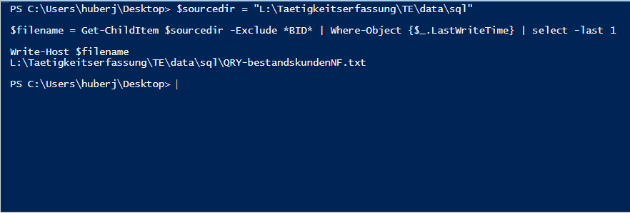 neueste älteste Datei ermitteln powershell -first -last