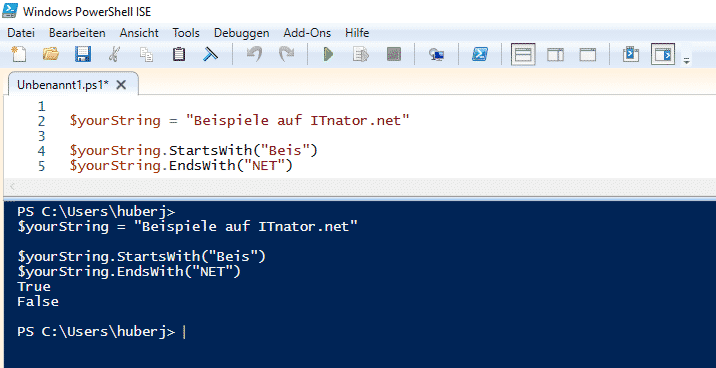 StartsWith EndsWith mit PowerShell