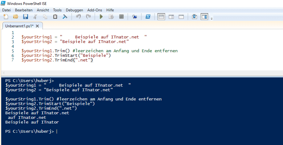 String Trim, TrimStart, TrimEnd PowerShell