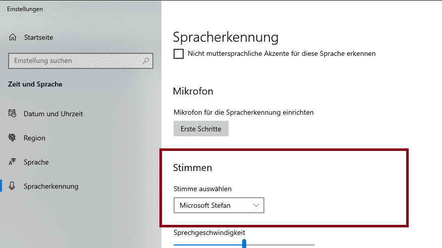 Windows Spracherkennung