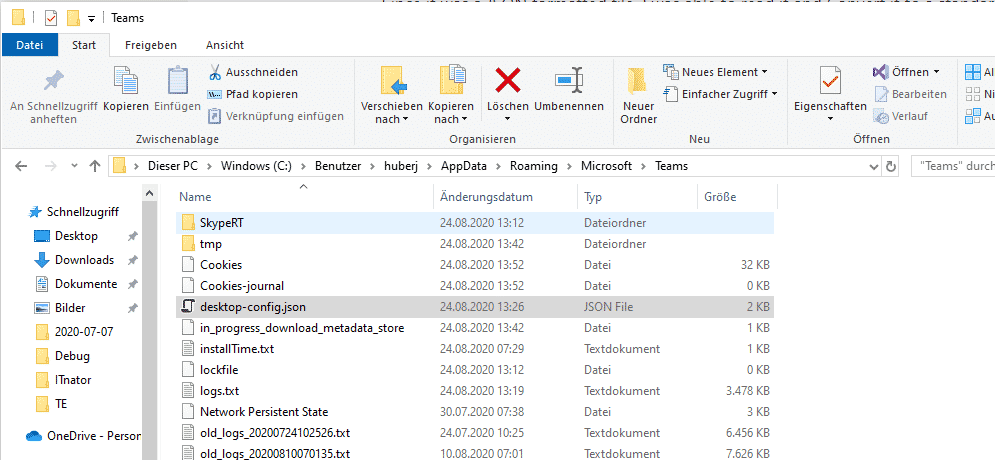 Teams desktop-config.json unter Windows