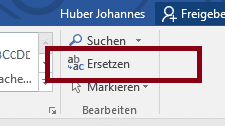 Ersetzen Button Word