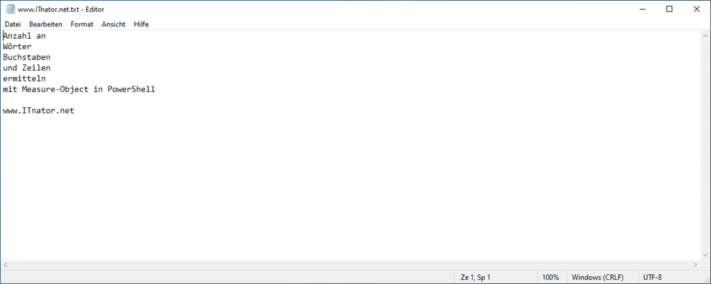 Measure-Object Zeilen Buchstaben Wörter Textdatei PowerShell