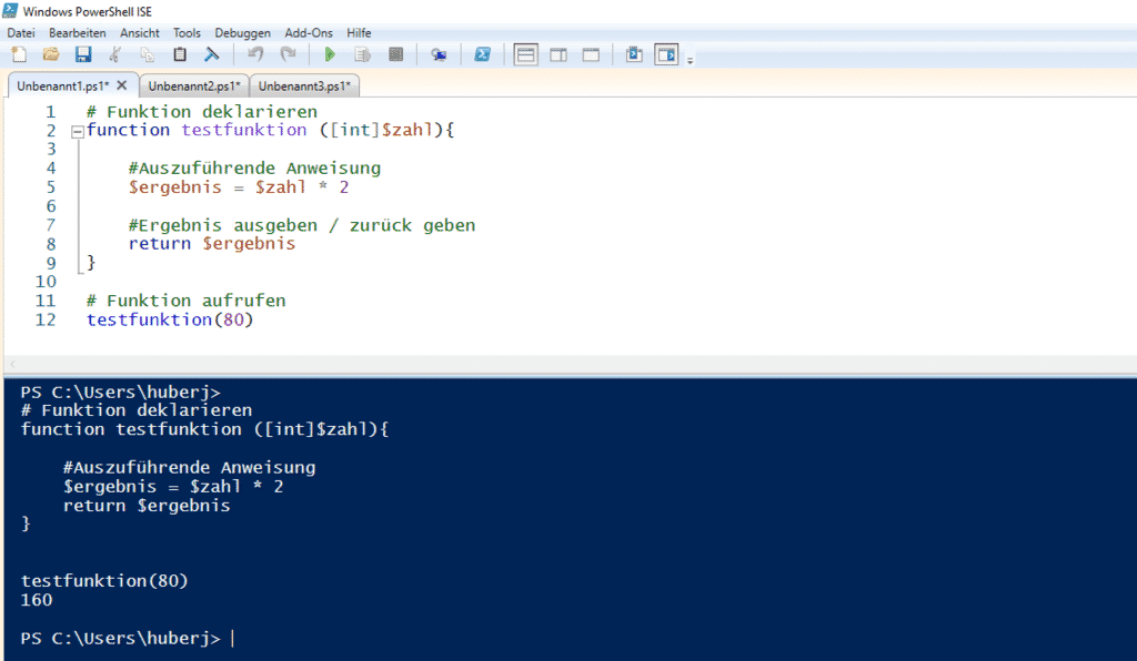 Funktion RETURN PowerShell