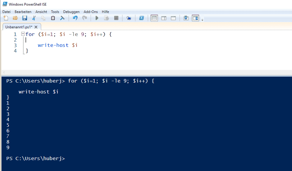 PowerShell for Schleife