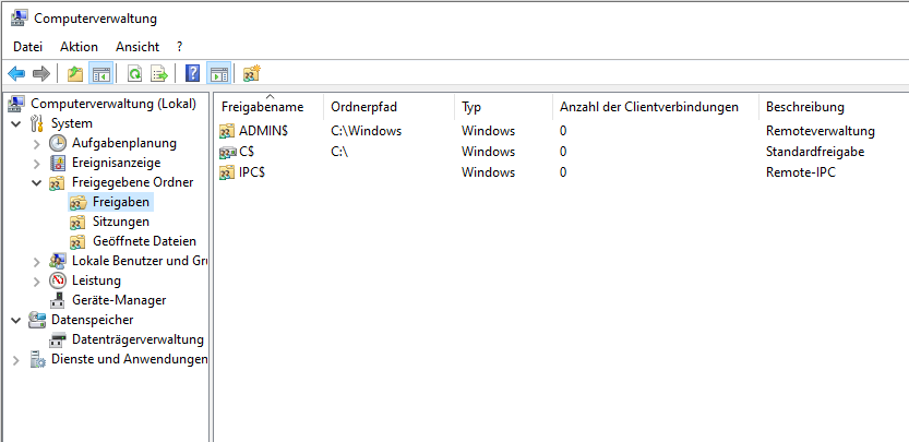 Windows administrative Freigaben