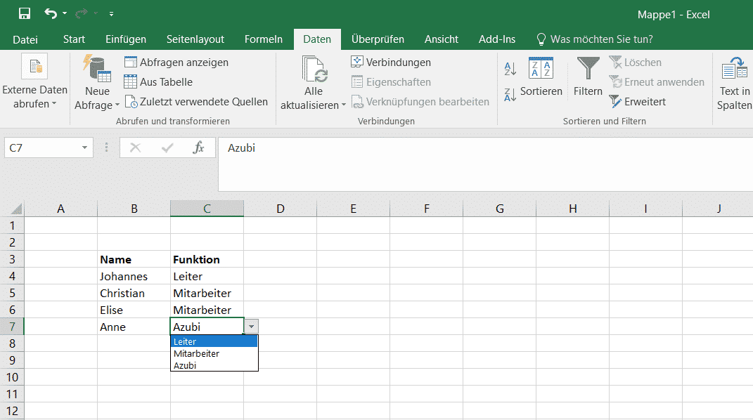 Excel: Auswahlliste (Dropdown) erstellen - www.itnator.net