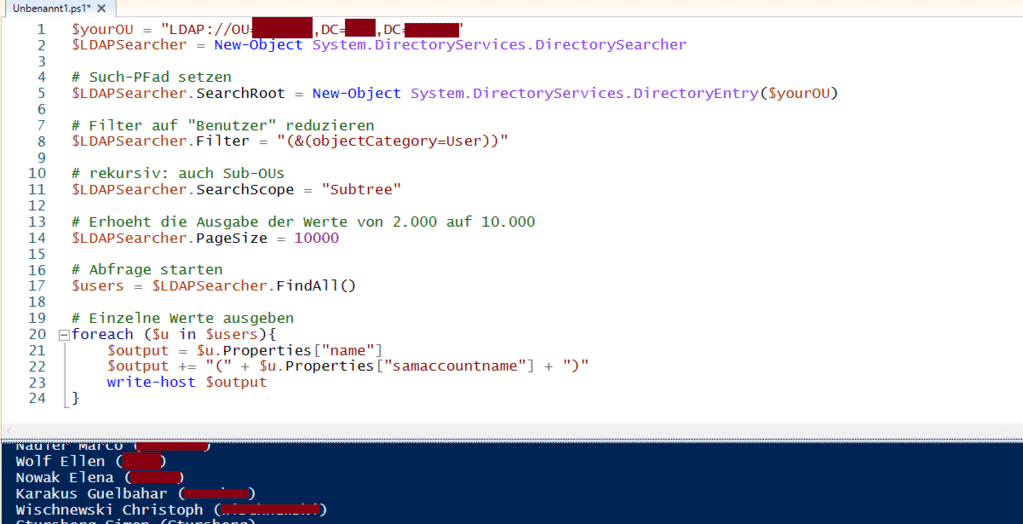 LDAP Abfrage per PowerShell