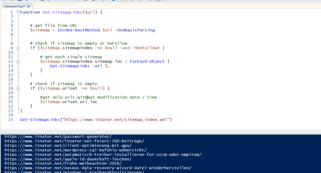 PowerShell Sitemap.xml auslesen