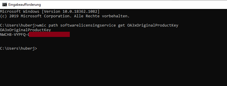 Windows Product Key auslesen CMD