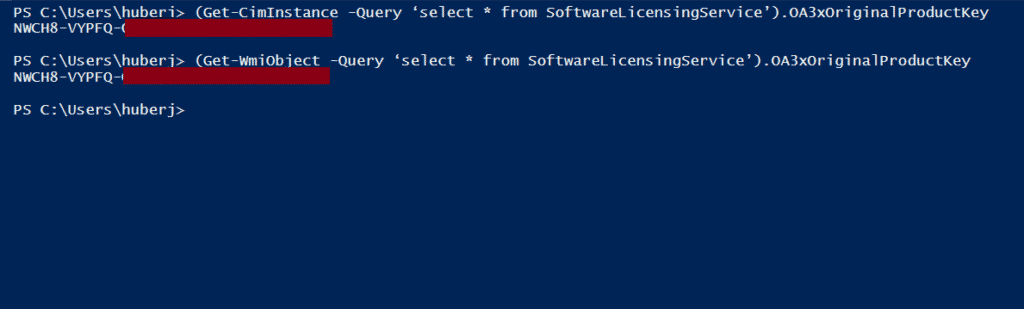 Windows Key ermitteln mit PowerShell OA3xOriginalProductKey