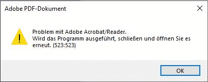 Adobe Reader Fehler 523