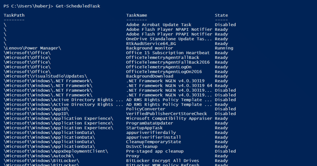 PowerShell Get-ScheduledTask